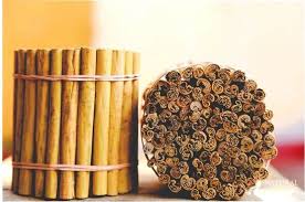 Cinnamon sticks tied together in bundles.