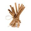 A bundle of cinnamon sticks tied with a jute rope.