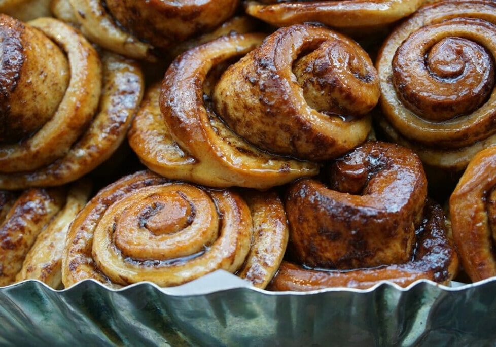 Homemade cinnamon rolls with icing